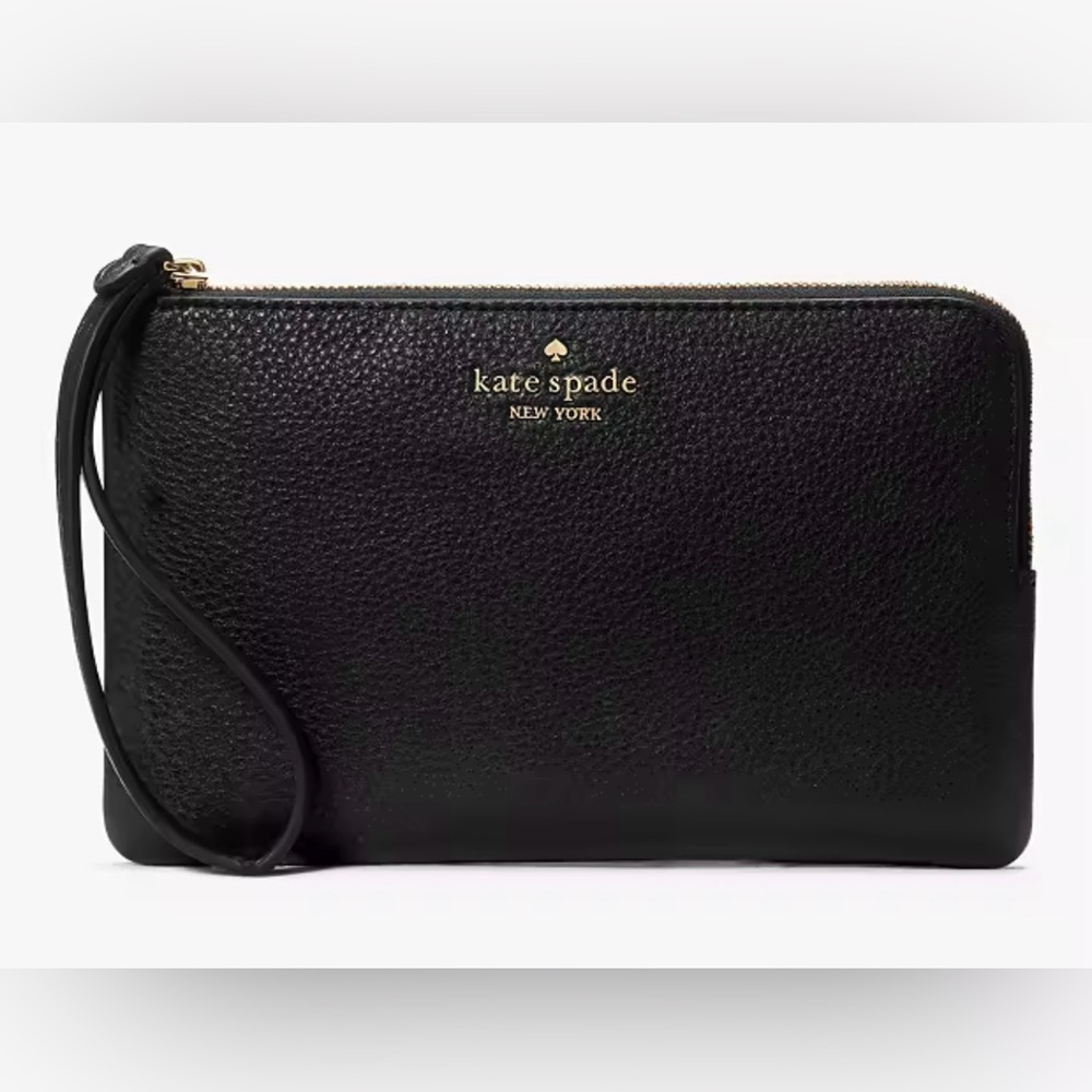 NWT KATE SPADE- Leila Medium L-Zip Wristlet. BLACK